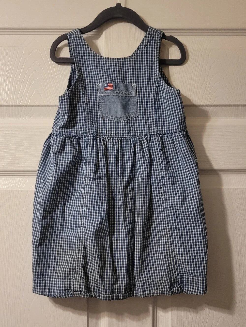 Vintage Girls Ralph Lauren Blue and White Gingham Sundress. Size 5